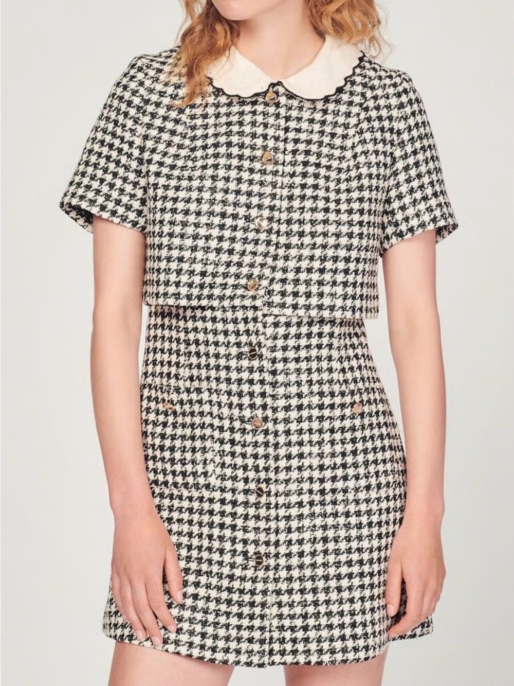 Sandro 
TWEED TROMPE L’ŒIL DRESS